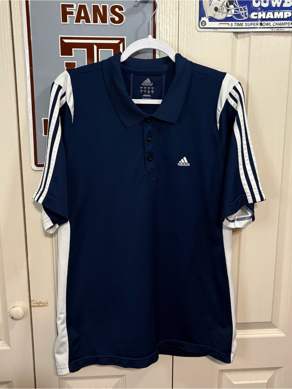 adidas Navy and White Men's Athletic Polo